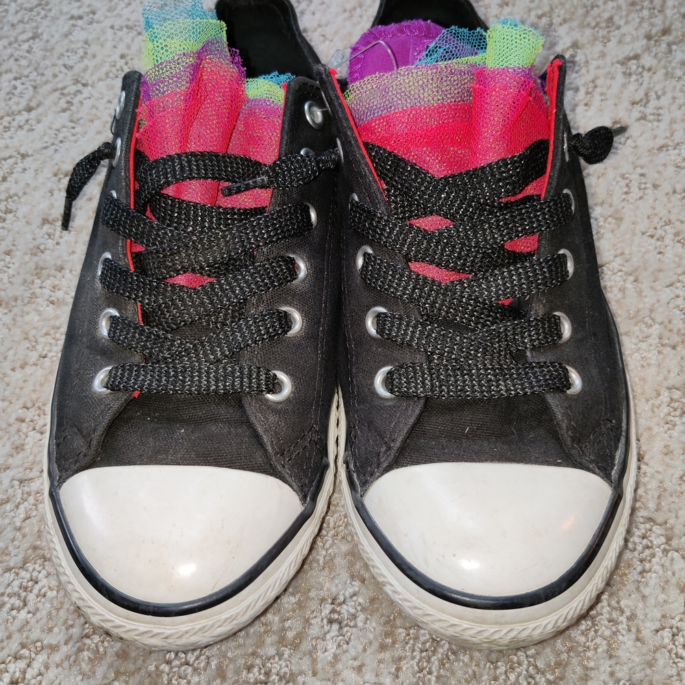 Converse Kids Black Sneakers with Colorful Accents